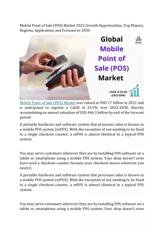 Mobile Point of Sale (POS) Market Size, Growth Analysis by Forecast 2030