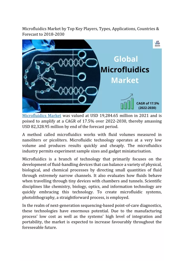microfluidics market by top key players types