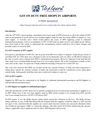 gst on duty free shops in airports