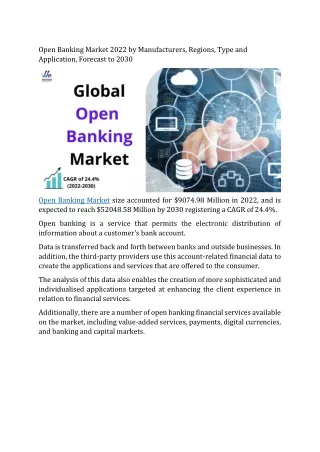 Open Banking Market 2022 by Manufacturers Growth Analysis