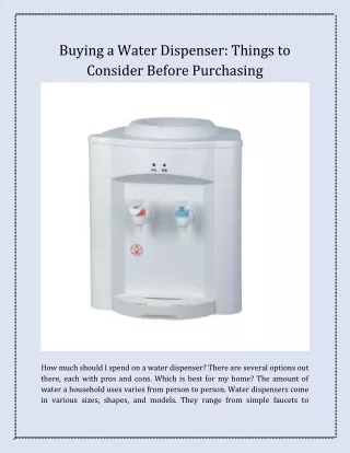 buying a water dispenser things to consider