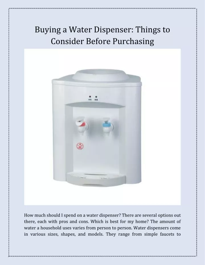 buying a water dispenser things to consider
