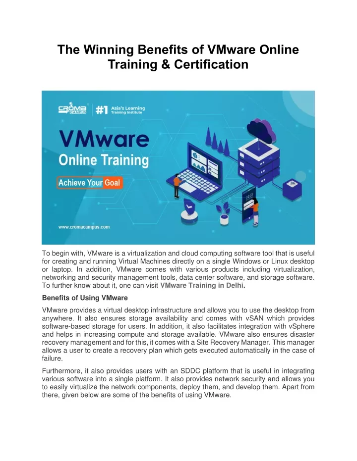 the winning benefits of vmware online training