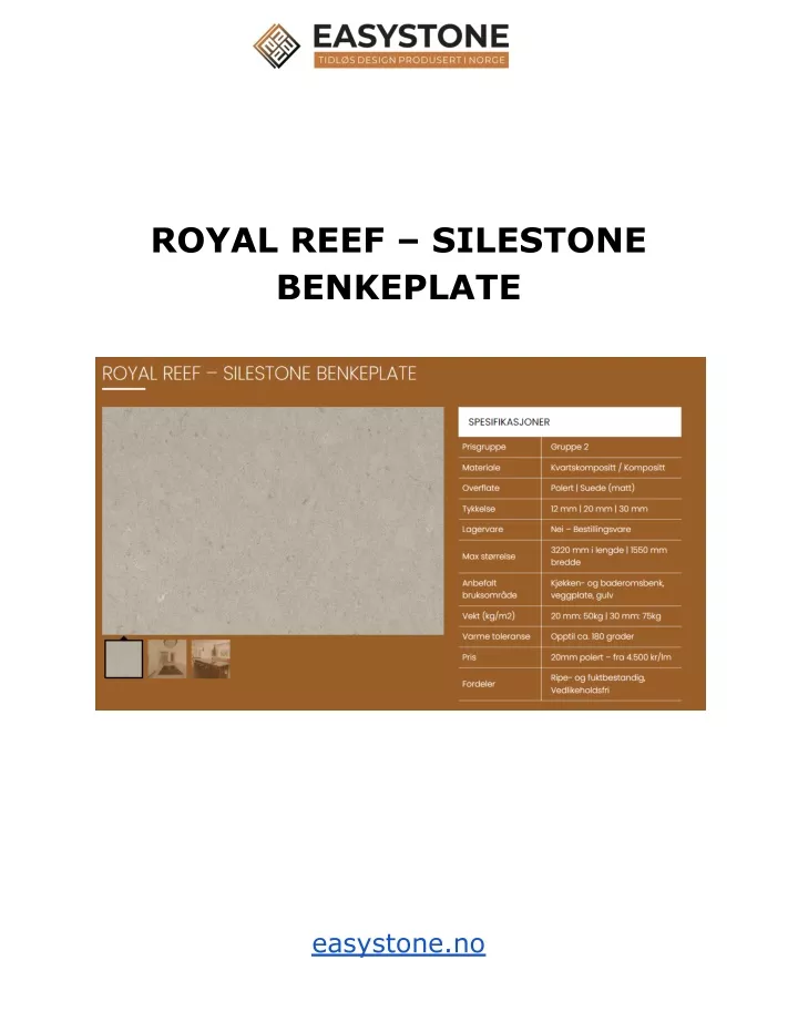 royal reef silestone benkeplate