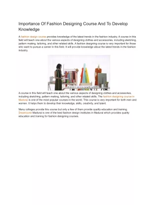 importance of fashion designing course