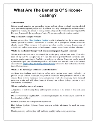 What Are The Benefits Of Silicone-coating?