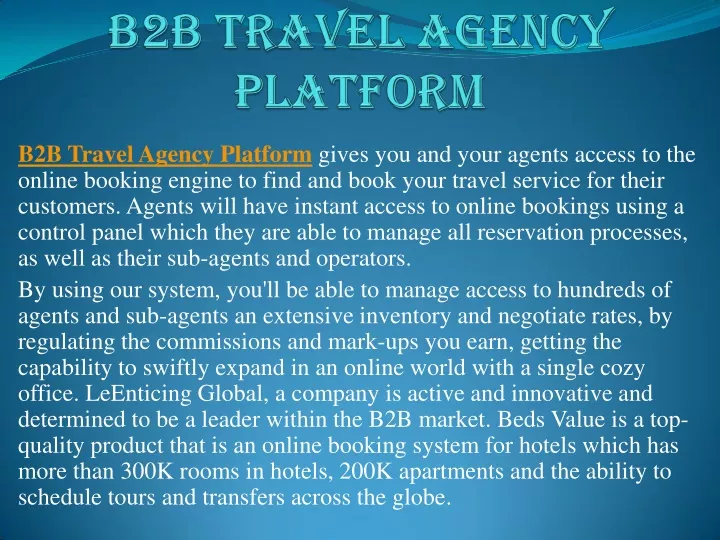 PPT - B2B Travel Agency Platform PowerPoint Presentation, Free Download ...