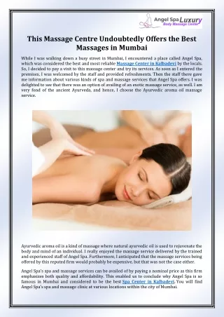 this massage centre undoubtedly offers the best