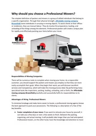 why should you choose a professional movers