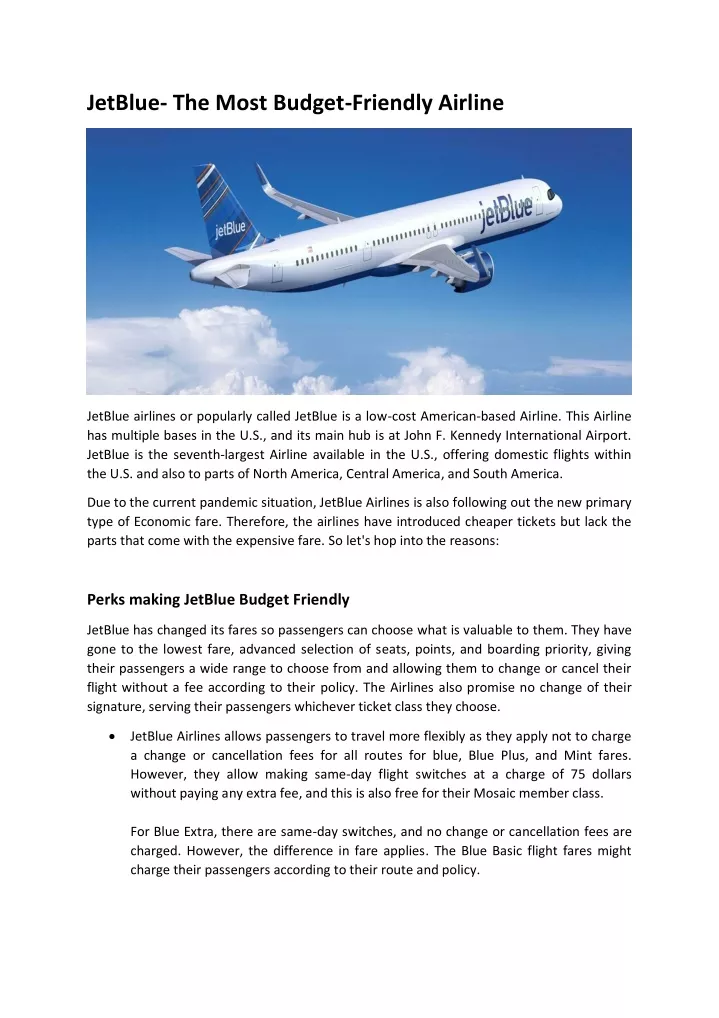 jetblue the most budget friendly airline