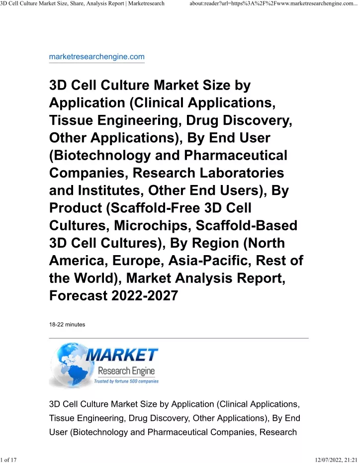 3d cell culture market size share analysis report