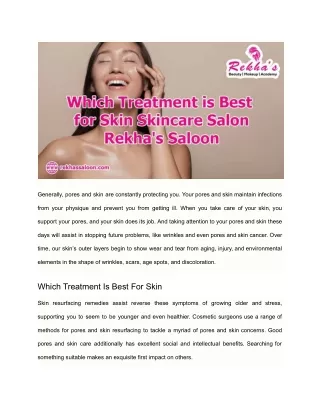 Which Treatment is Best for Skin _ Skincare Salon _ Rekha's Saloon