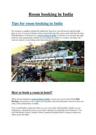 room booking in india