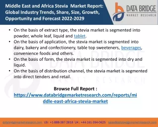 middle east and africa stevia market report