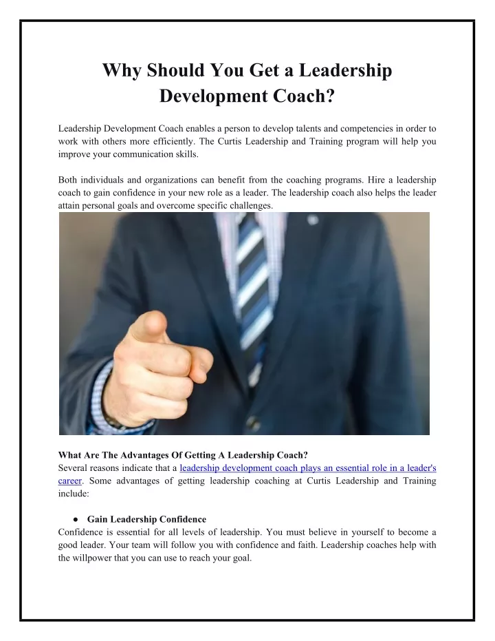 why should you get a leadership development coach