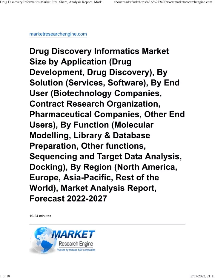 drug discovery informatics market size share