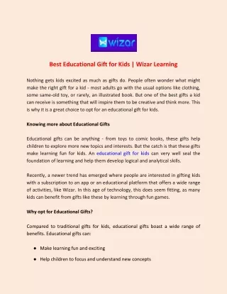 best educational gift for kids wizar learning