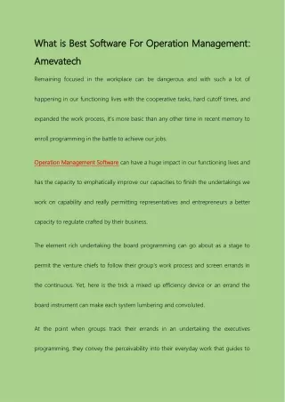 what is best software for operation management
