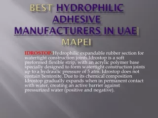 Best Hydrophilic Adhesive Manufacturers in UAE