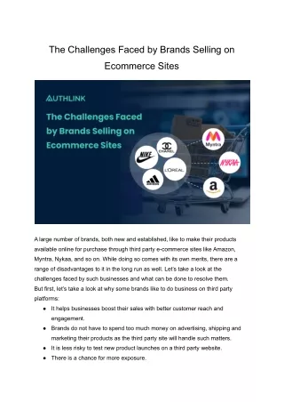 Sale on Third Party E-Commerce Sites_ Top Challenges for Brands