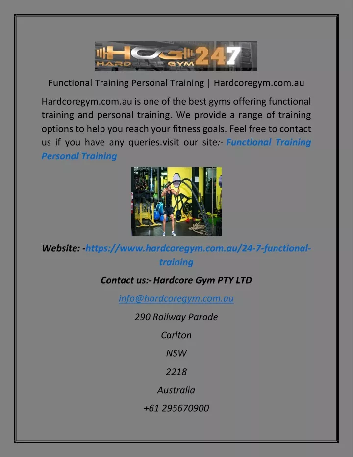 functional training personal training hardcoregym