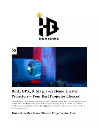 RCA, GPX, & Magnavox Home Theater Projectors