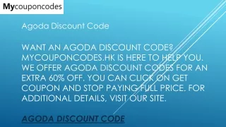 Agoda Discount Code  Mycouponcodes.hk