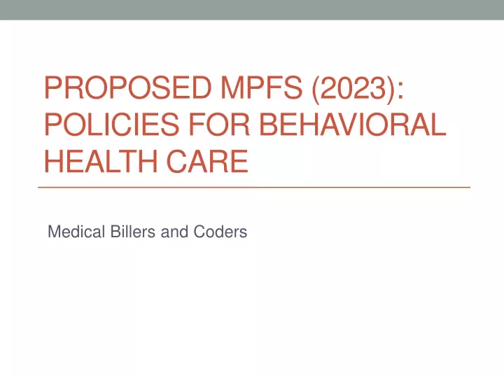 proposed mpfs 2023 policies for behavioral health care