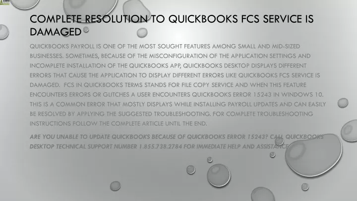 complete resolution to quickbooks fcs service is damaged