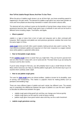 how tofind jadeite rough stones
