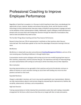 professional coaching to improve employee