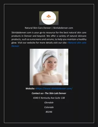 Natural Skin Care Denver  Skinlabdenver