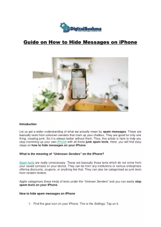 guide on how to hide messages on iphone