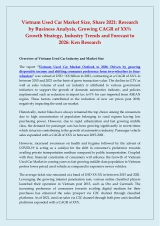 vietnam used car market size share 2021 research