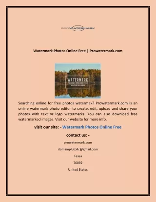 Watermark Photos Online Free