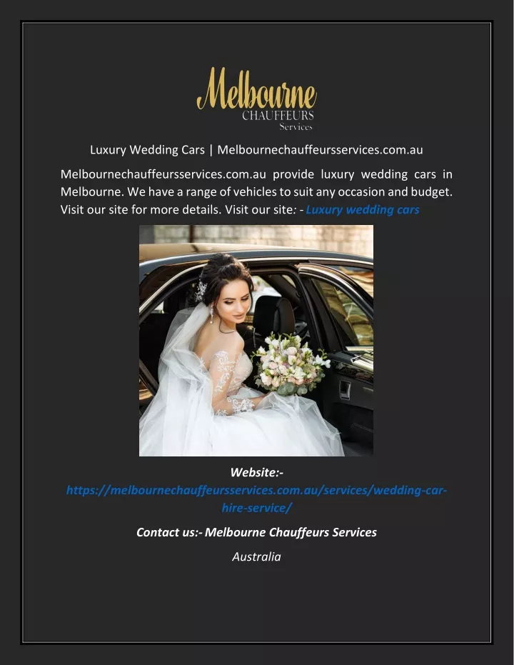 luxury wedding cars melbournechauffeursservices