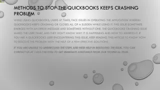 methods to stop the quickbooks keeps crashing problem