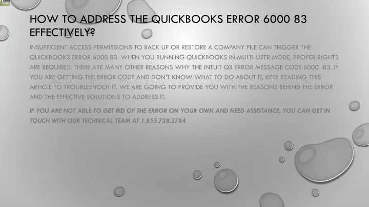 how to address the quickbooks error 6000 83 effectively