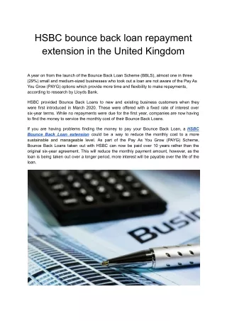 hsbc bounce back loan repayment extension