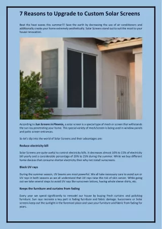 7 reasons to upgrade to custom solar screens