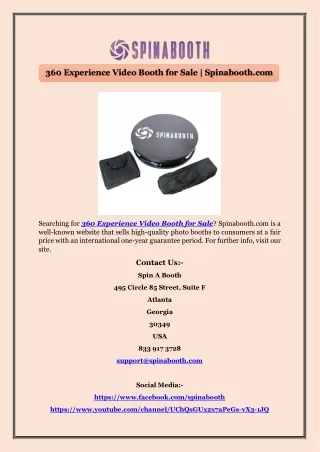 360 Experience Video Booth for Sale | Spinabooth.com