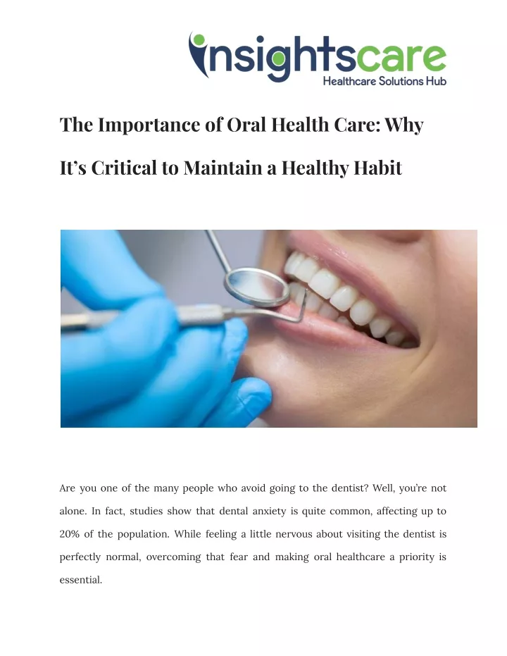 the importance of oral health care why