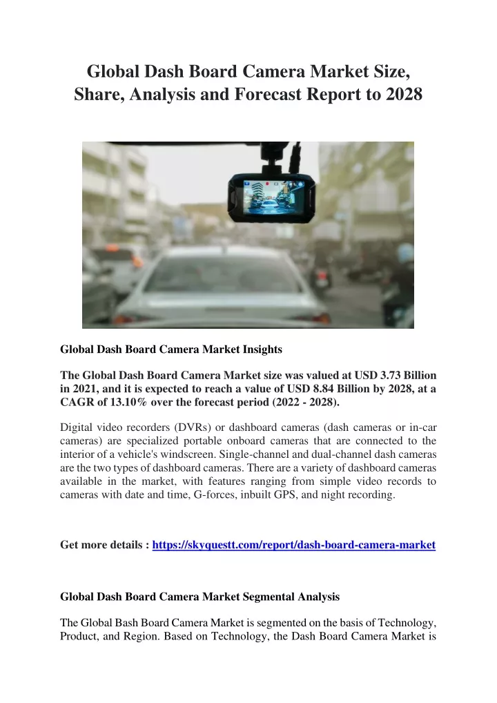 global dash board camera market size share