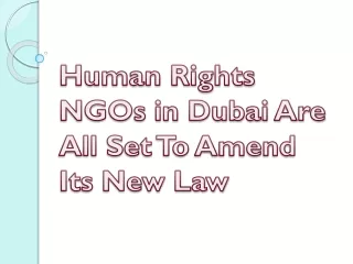 Human Rights NGOs in Dubai Are All Set To Amend Its New Law