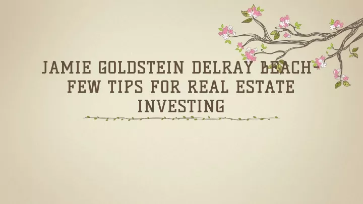 jamie goldstein delray beach few tips for real estate investing