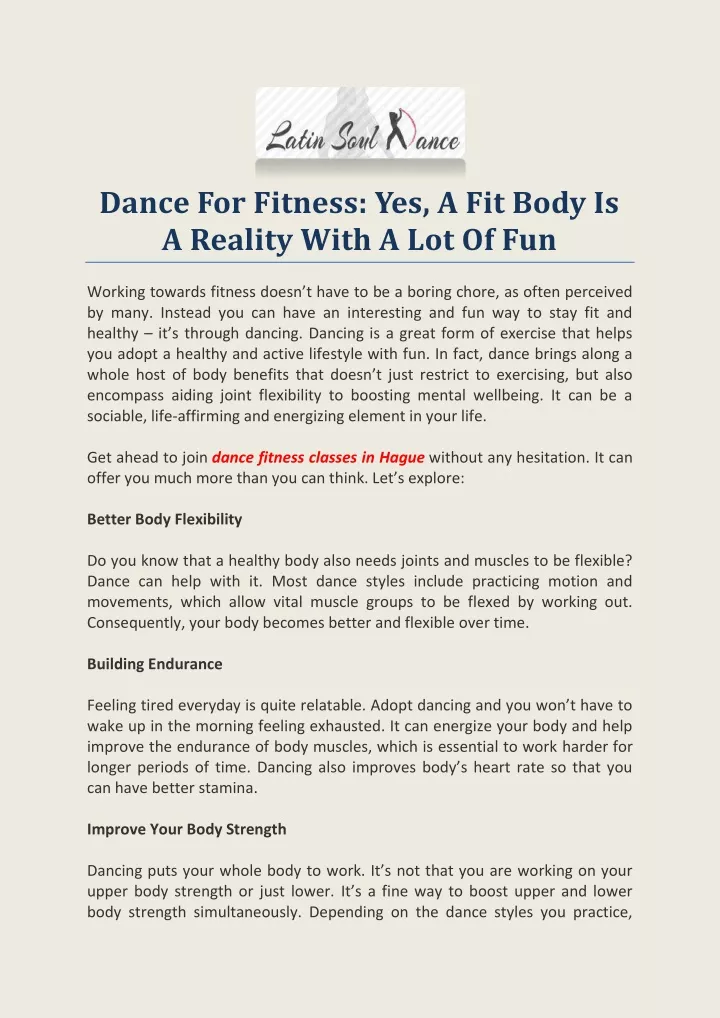 dance for fitness yes a fit body is a reality