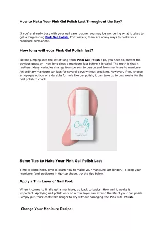 how to make your pink gel polish last throughout