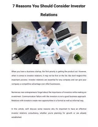 7 reasons you should consider investor