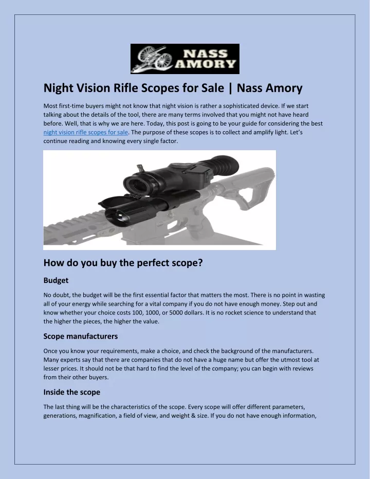 night vision rifle scopes for sale nass amory