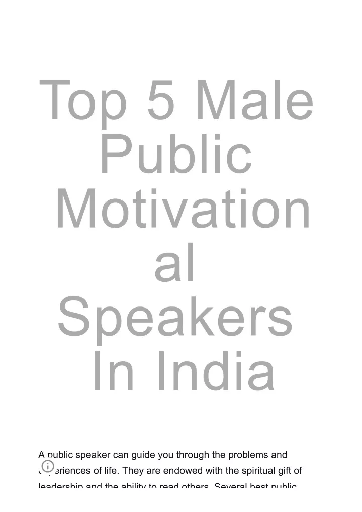 top 5 male public motivation al speakers in india